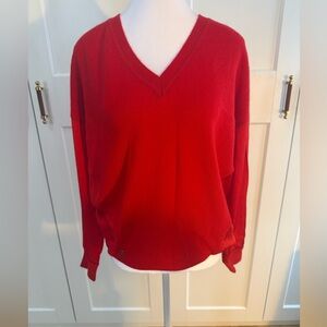 Chic Red V-Neck Sweater for Women
